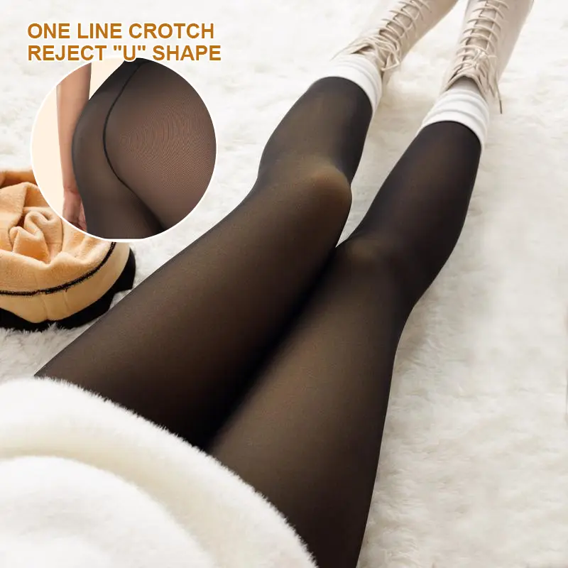 TIVIRA Magic Fleece Lined Tights & Leggings One-Lined Seams Front & Back 5 Shades Size XS-4XL Winter Thermal Basic Thick Semi-Transparent Comfortable High Waist Tummy Control Minimalist Fit