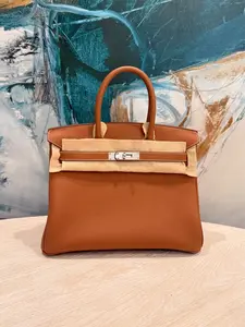 Pre-owned HERMÈS Togo Leather Shoulder Bags Hermes Birkin 30 Gold Color