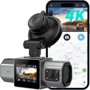 4K Dual Dash Cam, Built-in GPS , 2.5K+1080P Dash Cam Front and Inside with  Night Vision, Dash Camera with Parking Mode, Loop Recording, Support 256GB Max