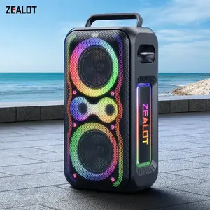 250W Maximum power【ZEALOTs PT21】Portable wireless speaker, high fidelity sound and audio, desktop Bluetooth speaker surround sound,RGB ambient light, 48000mAh long battery life, supports USB/TF card/AUX/BT smartphones. Ideal choice for family/car/party