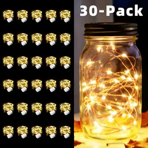 Pack of 30 20LED/7.5FT + Firefly Star Light String | 3 flashing modes, battery-powered silver wire light string, suitable for garlands, weddings, parties, birthdays, homes, Christmas decorations