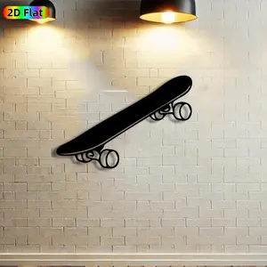 1pc Skateboard Metal Wall Art, Dynamic Skateboard Statue Mural, Ideal Gift for New Year, Christmas, Skateboarding Enthusiasts, Weather-Resistant Metal Wall Decor Wall Sculptures, Perfect for Bedroom Wall & Garden Fence, Stylish Skate Culture Decor