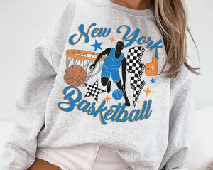 Retro Groovy New York Knick Crewneck Sweatshirt T-shirt Knicks Sweater Knicks T-shirt Vintage New York Basketball Fan Shirt