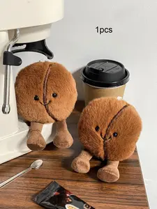 Cute Plush Keychain Trio, Fuzzy Keychain, Trendy Cute Keychain, Coffee Bean & Taco Sandwich & Fried Egg Design Keychain, Bag Charm for Food Lovers, Bag Decoration