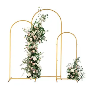Outvita Metal Arch Backdrop Stand Set of 3(6 ft, 5 ft, 4 ft) Party Arch Stands for Wedding, Birthday, Baby Shower, Bridal Shower,Balloon Arched Frame for Garden Decor, Gold Floral Arches Summervibes