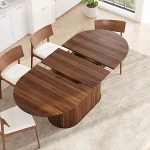 Extendable Dining Table, Space Saving & Expandable 55"-70" for Small Apartment Living Room Kitchen, Seats 4-6, Modern Walnut Table