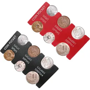 2 Pcs Japanese Yen Coin Holder Hard Case Organizer and Storage for Coins Rectangle JPY Coin Organiser and Dispenser, Plastic Coin Sorter Wallet with 6 Slots (Black, Red)