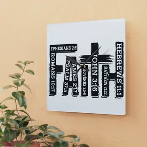 Faith Bible Verse Acrylic Wall Clock Trendy Christian Wall Decor Unique Jesus Scripture Design Perfect Gift Believers Battery Operated Clock