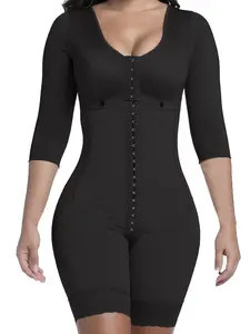 Women's Long Sleeve Body Shaper Suit, Knit Shapewear, Soft Underwear, Womenswear, Front Button Design, Dual Buckle Closure, Strong Waist Cinching, Fall & Winter Essential, Basic