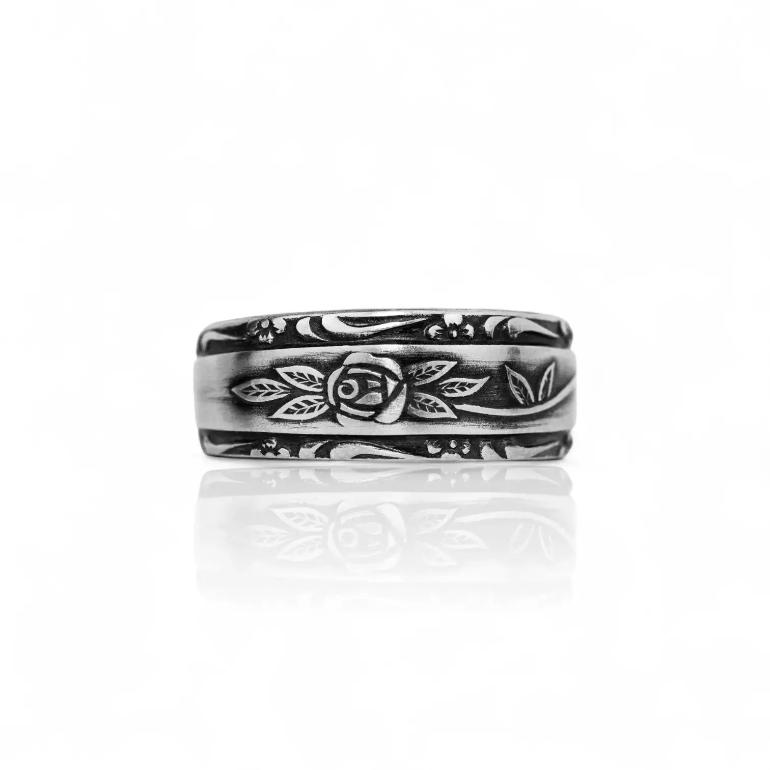 Midnight Rose - Handcrafted Stainless Steel Rose Spoon Ring