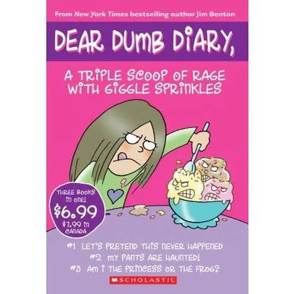 USED Book - Dear Dumb Diary,: A Triple Scoop of Rage With Giggle Sprinkles by Jim Benton (Paperback) - english