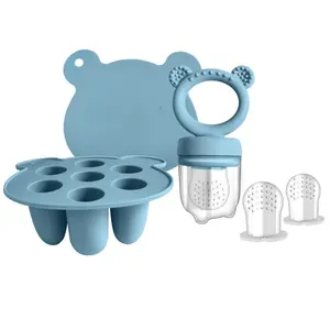 Baby Food Feeder Pacifier with Breast Milk Popsicle Teether-Silicone Forage Feeder for Babies-Breastmilk Storage Container and Freezer Tray-Teething Popsicle Molds for Soothing Relief