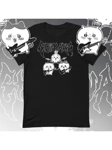 Pattern printed heavy metal Chiikawa Usagi Hachiware men's T-shirt short sleeved to