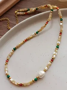 「Women's Fashion Natural Stone Beaded Necklace, Casual Style Jewelry Accessory for Women, Perfect Gift Idea for Any Occasion」