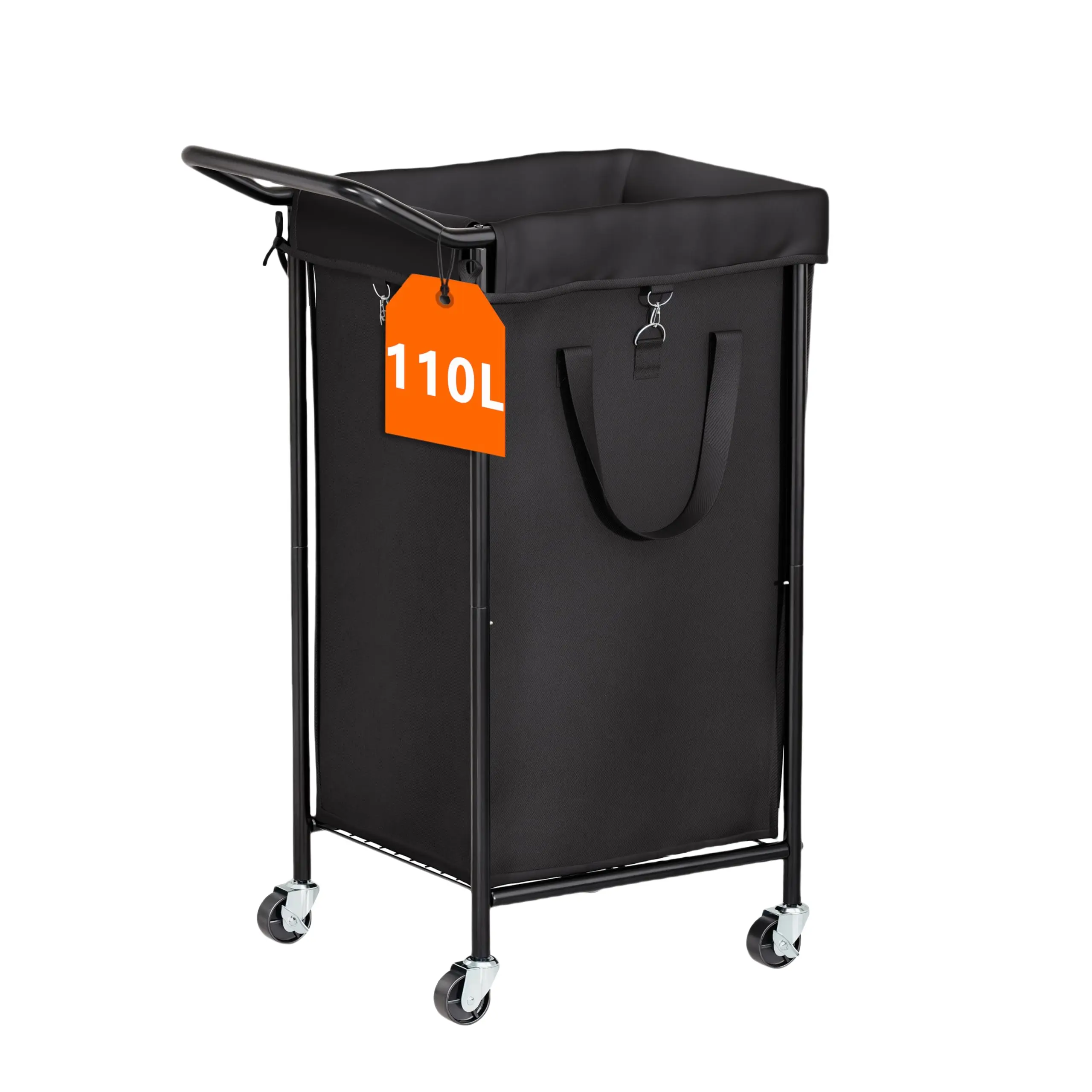 110L Laundry Basket with Wheels, Rolling Laundry Hamper house organizers , Dirty Clothes Hampers for Bedroom,Organiser Black
