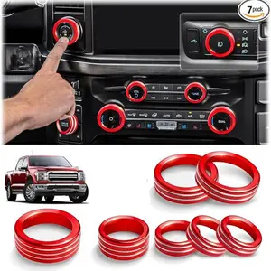 7-Piece Luxury Car Interior Kit, Durable Aluminum Knob Decorations, Fits Ford F150 21-24, Enhances Dashboard Aesthetics, High-Quality Finish