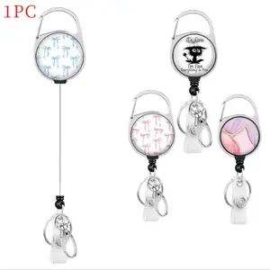 Retractable Badge Holder, 1 Count Cute Badge Reel, Keychain Badge Reel, Creative Badge Holder for Office, School, Hospital, Teacher, Nurse, Id Badge Holder, Badge Reels Retractable