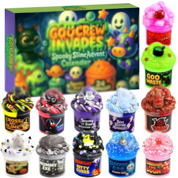 Cozy Fall Gifts Halloween Slime Advent Calendar 2025 Teen Girls | 24 Days Halloween Countdown Kit with Cute Slime Monster Collectible Holiday Gifts for Kids Teens Boys