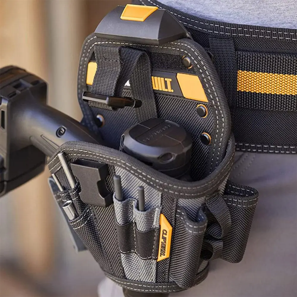 TOUGHBUILT Heavy-Duty Polyester Drill Holster Pouch with Cliptech, Electric Tool Special Waist Bag, Thickened Wear-resistant Tool Bag, Detachable Tool Bags, Tool Pouches