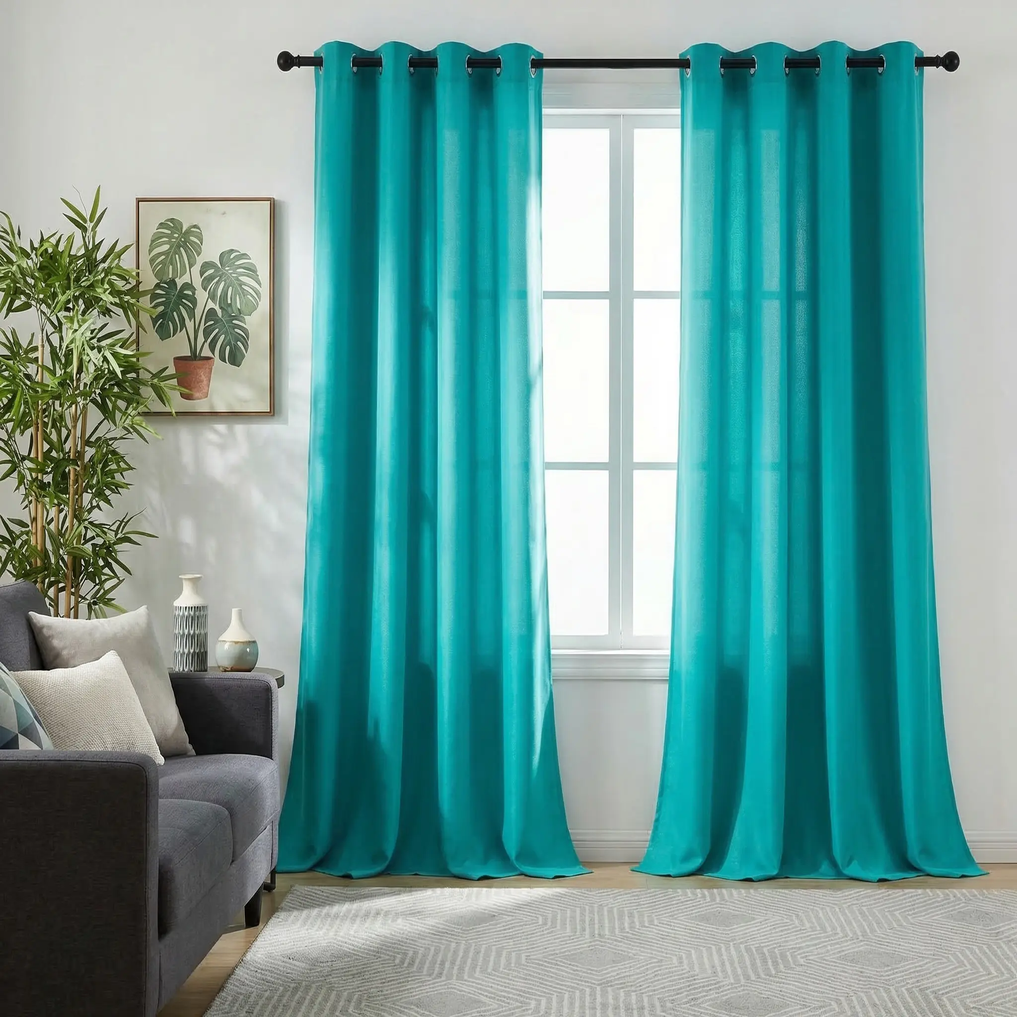 Thermal Insulated Grommet Curtains - 34"W 4-Panel & 52"W 2-Panel Sets, Cationic-Textured Marled, Light Filtering Fading Resistant, Indoor Use Bedroom Decor Drapes, Multiple Colors L18