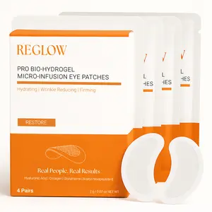 ReGlow Pro Bio-Hydrogel Micro Infusion Under Eye Patches (4 Pack) – Hydrating Collagen Eye Patches for Brightening & Firming Look | Cooling Eye Mask for Dark Circles, Puffy Eyes, Smooth Under Eye Care & Glass Skin Routine
