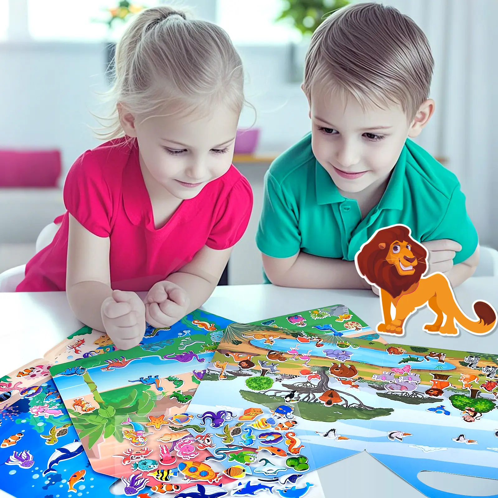 Cosomia Reusable Fluffy Sticker Book for 1-6 Years Old Toddlers, Airplanes and Cars Theme, Long-Distance Travel Quiet Activity Toy, Screen-Free Entertainment Pack
