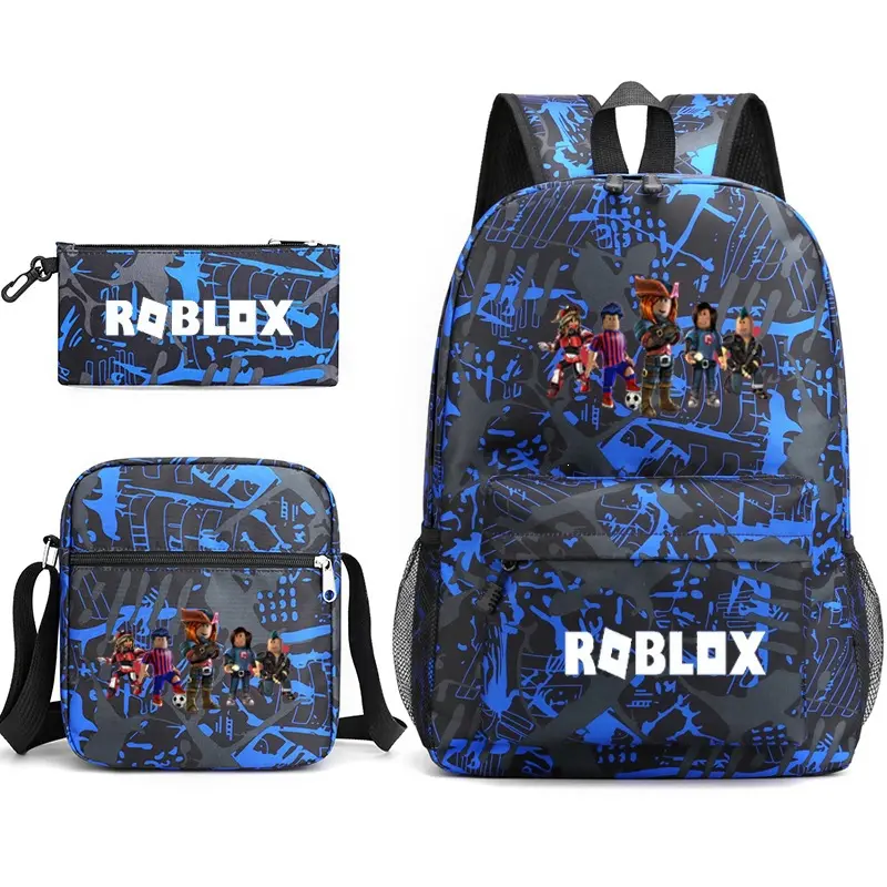 Roblox Backpack Set, 3 Piece Backpack Set With Lunch Box Pen Box , High Capacity Bookbag Lunch Bag Pencil Case Workplace Travel