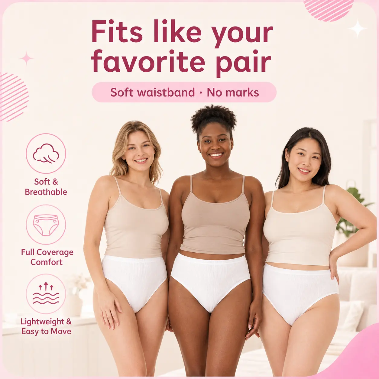 Disposable Underwear for Women 5 Packs|Travel & Daily Comfort | Antibacterial & Individually Wrapped | High Elasticity period underwear | Travel Essential Underwear 5-Pack Soft Breathable For Daily Wear Travel Use Hygienic Convenient