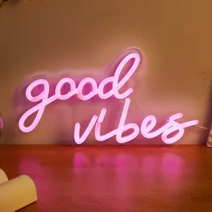 Good Vibes Neon Sign, USB Powered Neon Sign Light, Decorative Neon Sign for Home Party Festival, Party Decoration Supplies, Led Neon Lights