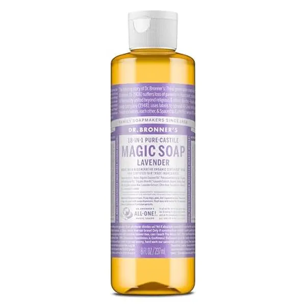 Dr. Bronner's Pure-Castile Magic Soap (Lavender, 8 Ounce) – Made with Regenerative Organic Certified Oils – For Face, Body Wash, Baby Soap & Sensitive Skin – Concentrated, Vegan, Non-GMO