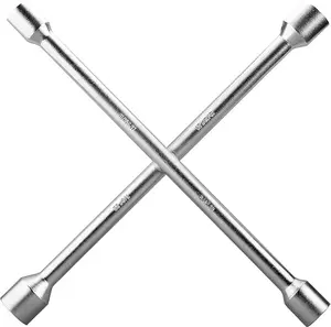 14 Inch Carbon Steel 4 Way Lug Wrench, 1 Count Universal Heavy Duty Lug Wrench, Cross Lug Nut Removal Tool/Tire Changing Kit for Wheel Nuts