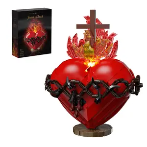 Sacred Heart of Jesus Building Block Brick Set,Toy Decoration for Prayer Room, Christian，Religious, for Adults (625 PCS)