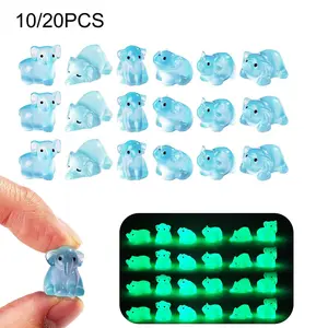 10pcs/20pcs Glow-In-The-Dark Mini Elephant Statues, Cute Animal Design Resin Style Plastic Decorations, Battery-Free Luminescent Figurines, DIY Micro Landscape Accessories, Home Decor Statue, Indoor Home Decoration