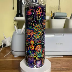 Horror Killer Neon 20oz. Tumbler - Perfect for Your Next Spooky Drink - Bottle, Drinkware