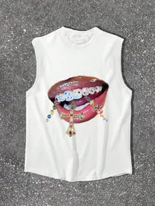 Men's High-Quality Fabric Shirt, Comfortable Fit, Unique Lip Jewelry Print, Perfect for Streetwear, Casual & Music Festivals