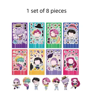 Set of 8 Unique Pieces DIY Decorative Stickers, Anime Character Rumi Mira Zoey, Cute Patterns, Perfect for Birthdays & Surprises, Adhesive Stickers