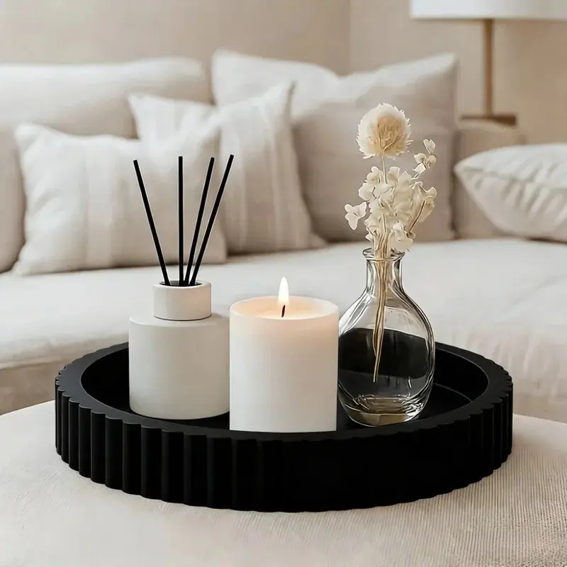 Modern minimalist round coffee table tray, an attractive decorative piece, suitable for aromatherapy and coffee bars, not suitable for food contact