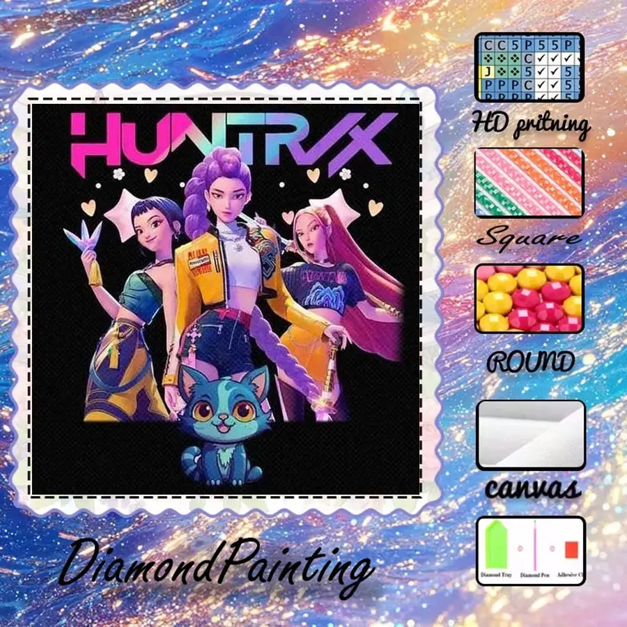 5D-DIY, premium velvet canvas, diamond art, diamond painting, diamond painting kit, cartoon, colorful, futuristic, AB diamonds, fairy dust diamonds, crystal diamonds, perfect home decor, handmade diamond art painting kit, special craft diamond art kit.