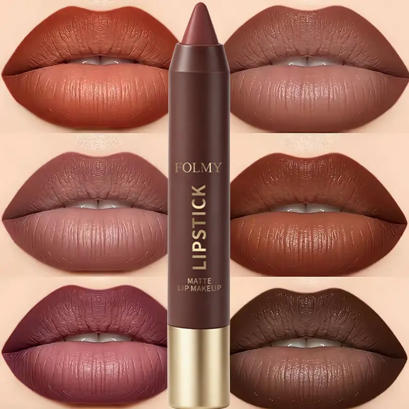 6pcs/set Matte Brown Lipstick, Individual Lipsticks, Waterproof, Non-stick Cup, Soft Texture, Suitable for All Skin Types, Wonderful gift Gloss Lipgloss Makeup Friend Cosmetic Glossy