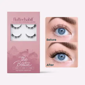 FlutterHabit The Bestie Subtle Cat Eye Cluster Lashes 6-14mm Natural Look False Eyelashes 6 Pair Set Classic C Curl Long Wear Underlash Application - Available in Black & Brunette