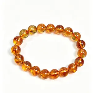 Citrine Natural Gemstone Round Beads Stretch Bracelet