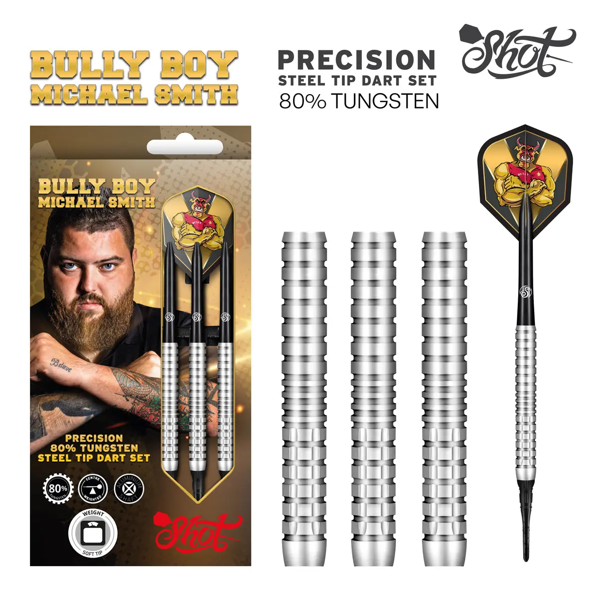 Shot Darts Michael Smith Bully Boy Precision Soft Tip Dart Sets