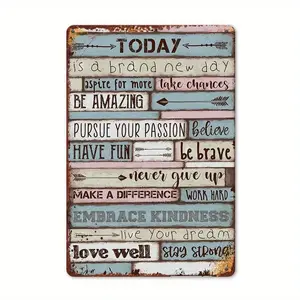 1pc Humorous Funny Cast Iron Tin Sign - "Today is a Brand New Day" Inspirational Slogan Wall Art, Old-School Novelty Home Sign, 7.8x11.8in Home Decor for Farmhouse, Holiday Gift, Old-School Home Signs