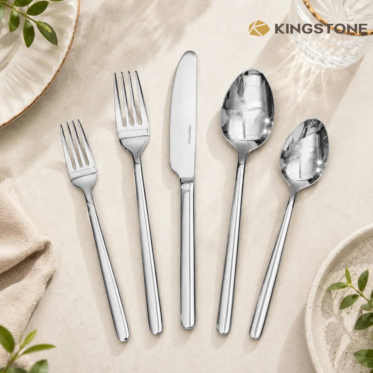 KINGSTONE Premium 18/10 Stainless Steel Flatware Set, Mirror-Polished/Matte Silverware, Tableware, Dinner Set, Dishwasher-Safe Silverware for Home, Restaurant Use, Gift Set for Housewarming, Wedding and Holiday, Model 6612, for Father's Day Gift