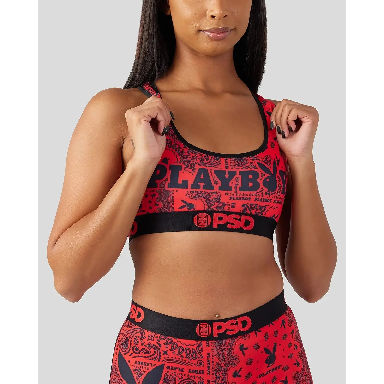 PSD Womens Playboy - Paisley Racerback Sports Bra - Comfortable, Breathable, Ultra-light Fabric