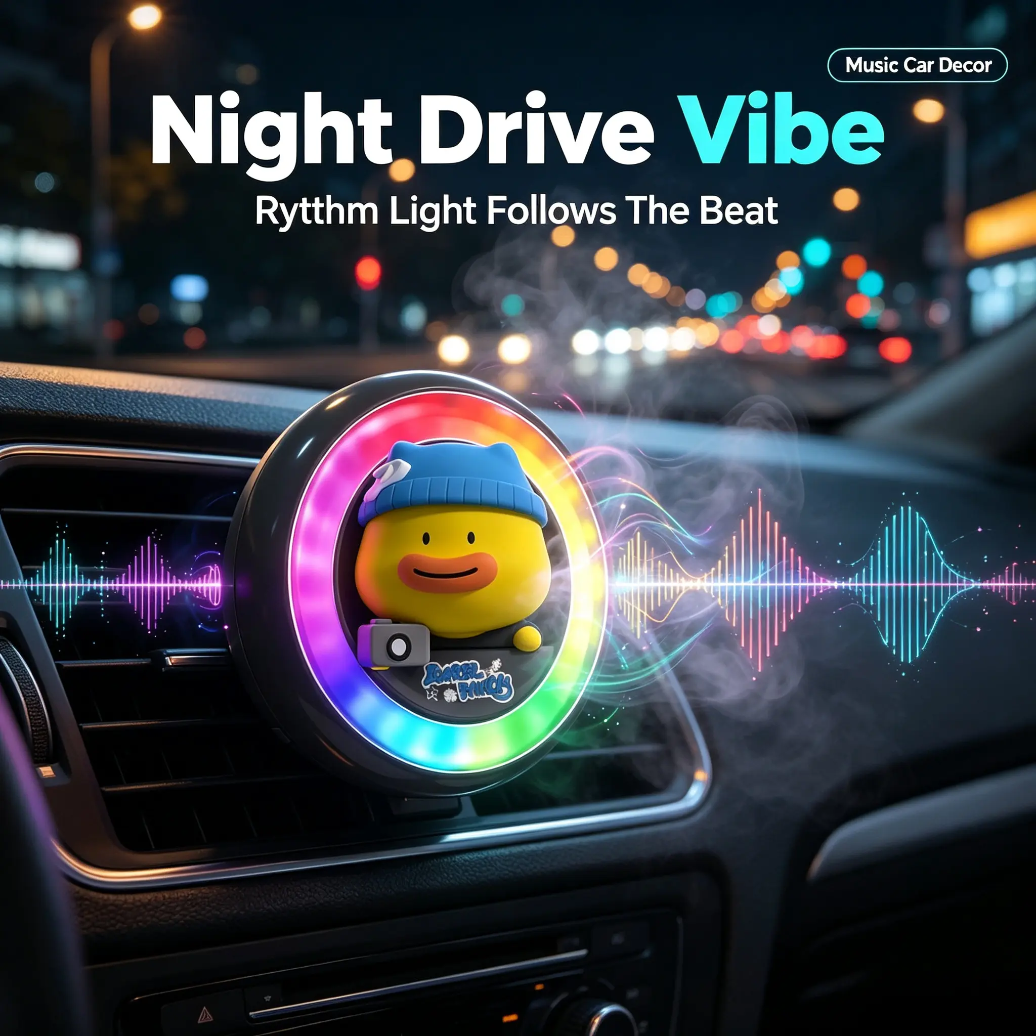 Turn Your Car into a Concert Hall | Musical Beat-Sync Air Freshener Dances & Diffuses with Every Song, Vent Clip Aromatherapy, Luxury Decor & Odor Eliminator, TikTok's Favorite Car Accessory