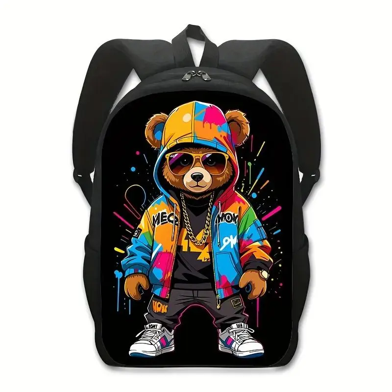 2026 Lightweight Cartoon Bear Backpack for Women - Animal Figure, Cartoon Mascot, Colorful Character, Cute Beasts Backpack with Zip Closure, Adjustable Buckle Straps, Vibrant Print for Casual School Use, Animal Figure Backpacks, Cartoon Mascot Backpacks