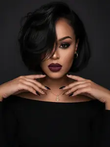 1 PC Medium Long Bob Wig High Temperature Fiber Synthetic Wigs, European and American Best-Selling Style, Perfect for Daily Use