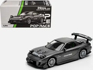 Pop Race 1/64 Mazda RX7 FD3S RE-Amemiya Widebody Gunmetal Gray Metallic #255 JDM