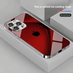Minimalist Style Phone Case in Red Compatible with iPhone 11-17 Plus Pro & Pro Max Ice Cooling Shell Protection Cover